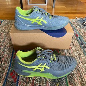 ASICS Gel Resolution 9 Wide - Size 11 - Steel Blue / Hazard Green